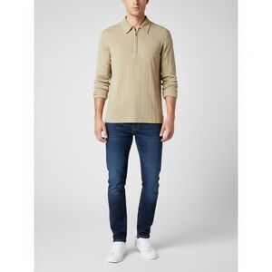 Balmain Beige Long Sleeve quarter zip Shirt size medium